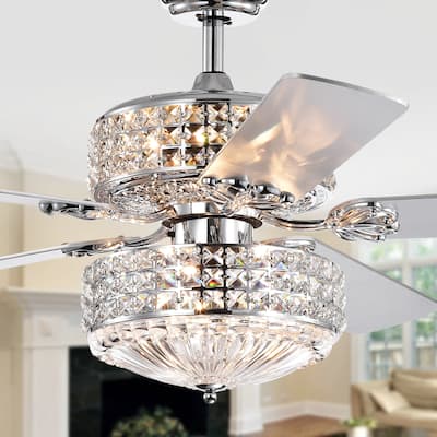 Germane Chrome Dual Lamp 52-inch Ceiling Fan with Crystal Shades