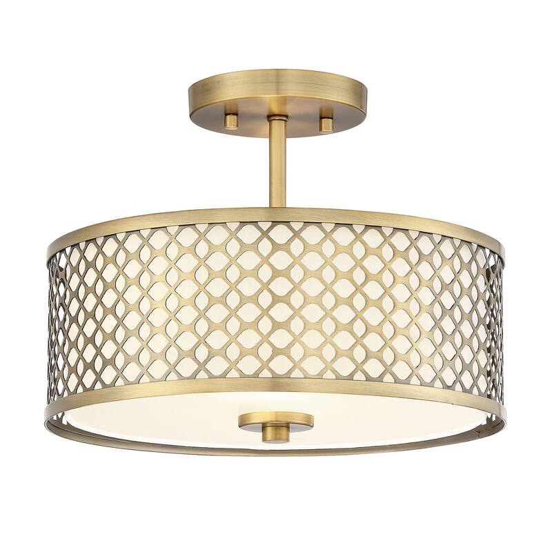 Meridian M60016 2 Light 13" Wide Semi-Flush Drum Ceiling Fixture
