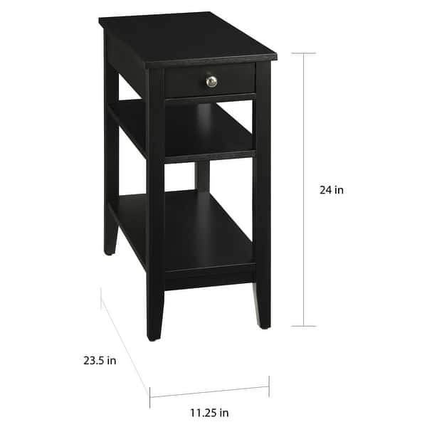 dimension image slide 1 of 12, Convenience Concepts American Heritage 1 Drawer Chairside End Table with Shelves