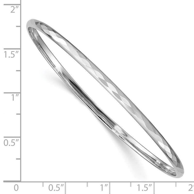 Curata 925 Sterling Silver 2.75 Textured Polished Patterned Slip On Bangle Bracelet