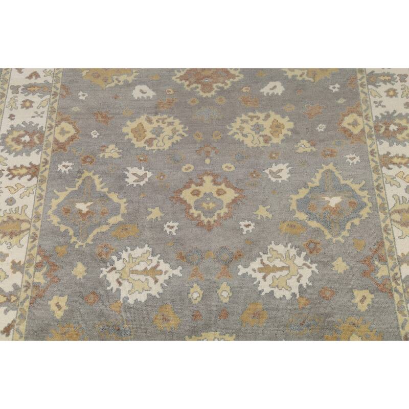 Gray Floral Oushak Indian Area Rug Handmade Wool Carpet - 8'3"x 9'9"