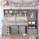 preview thumbnail 16 of 29, Efficient Twin Size Wooden Loft Bed Big Storage, Under-bed Desk, Drawers and Integrated Wardrobe, Mobile Workstation, White Grey