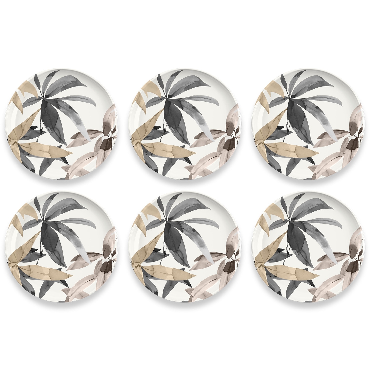 Abode Homewares Bal Leaves Merge Salad Plate - Brown - 8.5" - Set of 6