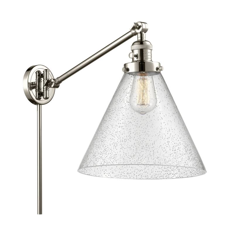 Innovations Lighting X-Large Cone Single Light 16" Tall Bathroom - Polished Nickel / Seedy
