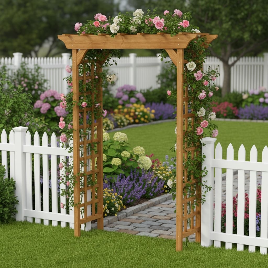 GDF Studio - Outdoor Wooden Wedding Arbor Trellis Arch for Garden and Ceremony Decor
