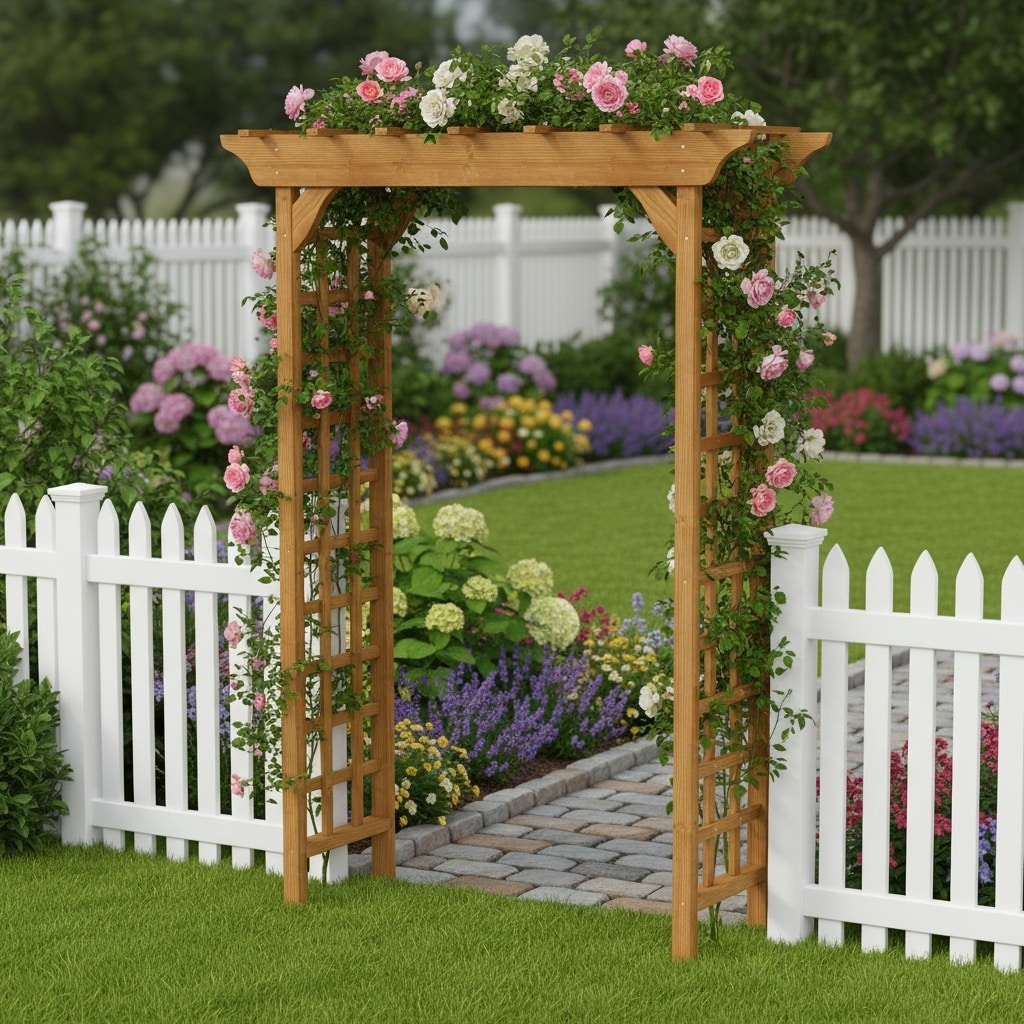 GDFStudio - Outdoor Wooden Wedding Arbor Trellis Arch for Garden and Ceremony Decor