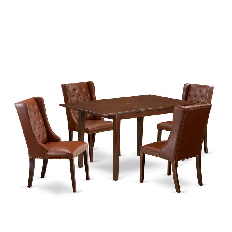 East West Furniture Dining Table Set Contains a Rectangle Dinner Table and Dining Chairs (Pieces And Finish Color Options)