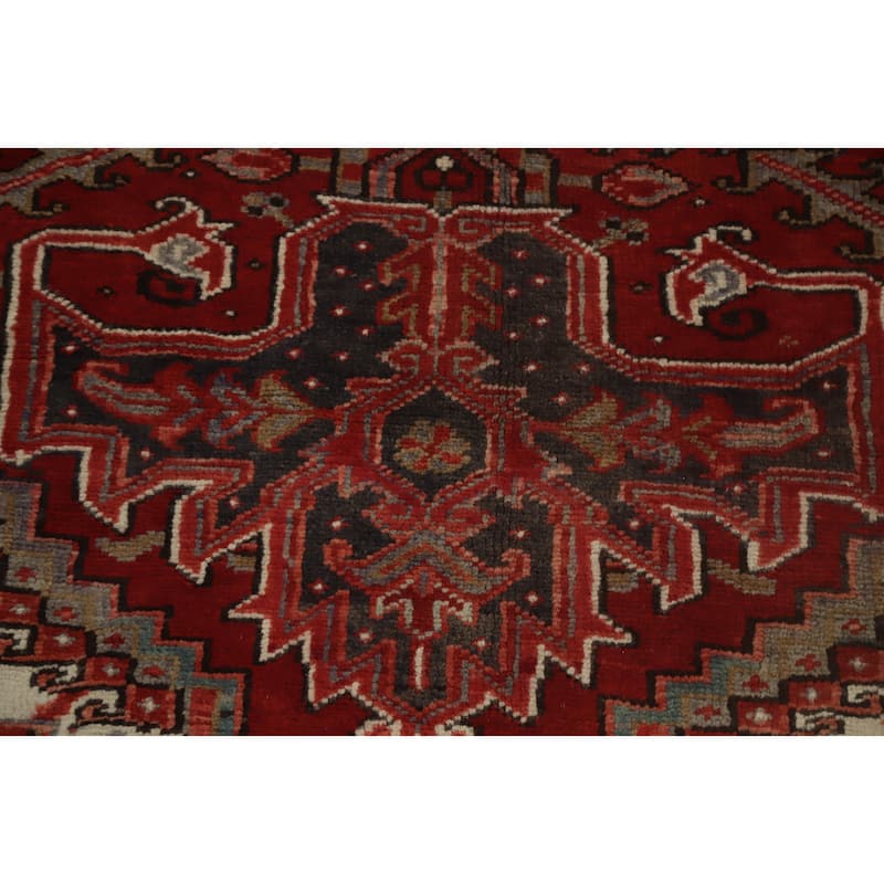Hand Knotted Oriental 100% Wool Carpet Traditional Medallion Red Heriz Area Rug - 11' 1'' X 9' 1''