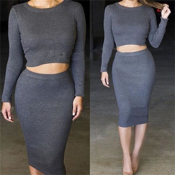 two piece knit outfit