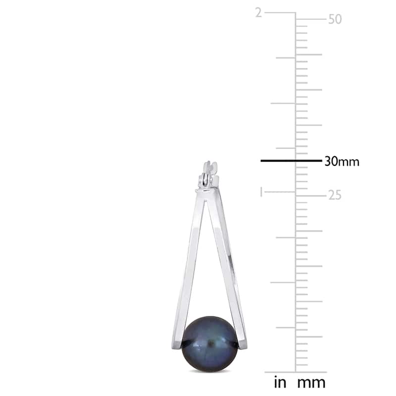 Miadora 8-8.5mm Cultured Freshwater Black Pearl Earrings Sterling Silver
