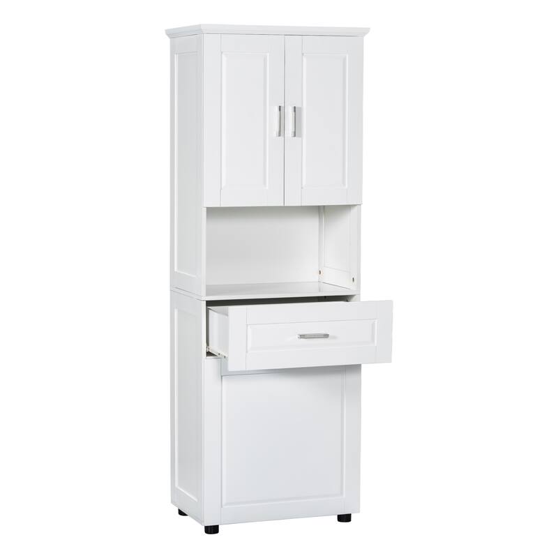 GDFStudio - Harper Elms Tall Bathroom Storage Cabinet with Tilt-Out Laundry Hamper and Upper Organizer
