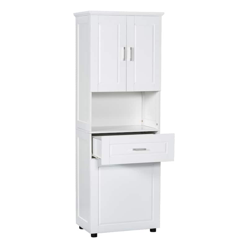 Roomfitters Tall Bathroom Cabinet with Tilt-Out Laundry Basket and Upper Storage Compartment Large Organizer