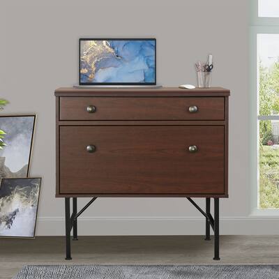Cherry Wood File Cabinet with 2 Drawers