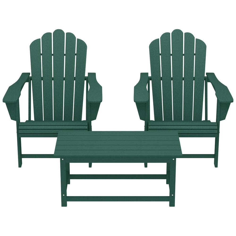Aderson Outdoor Poly Adirondack Chair Set with Coffee Table