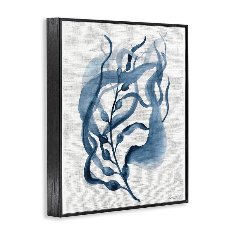 Stupell Fluid Blue Herb Leaf Framed Giclee Art Design By Carol Robinson