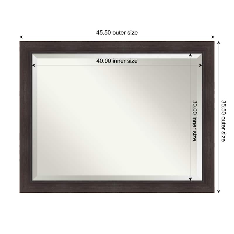 Sloped Beveled Framed Wall Mirror - 46 x 36 in - Sloped Espresso