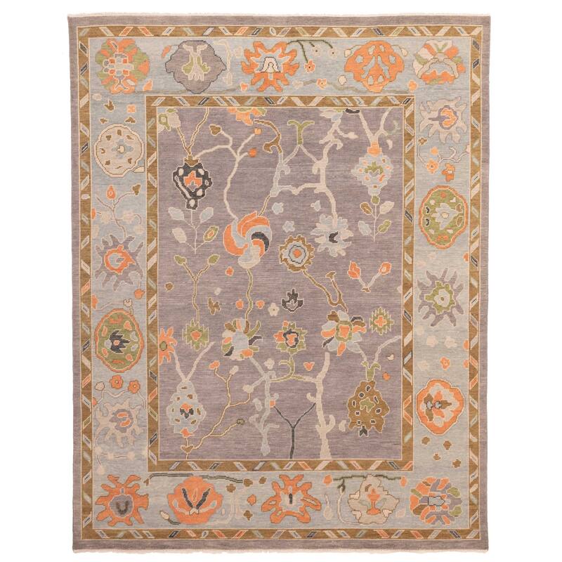 ECARPETGALLERY Hand-knotted Modern Oushak Dark Grey Wool Rug - 8'0 x 9'11