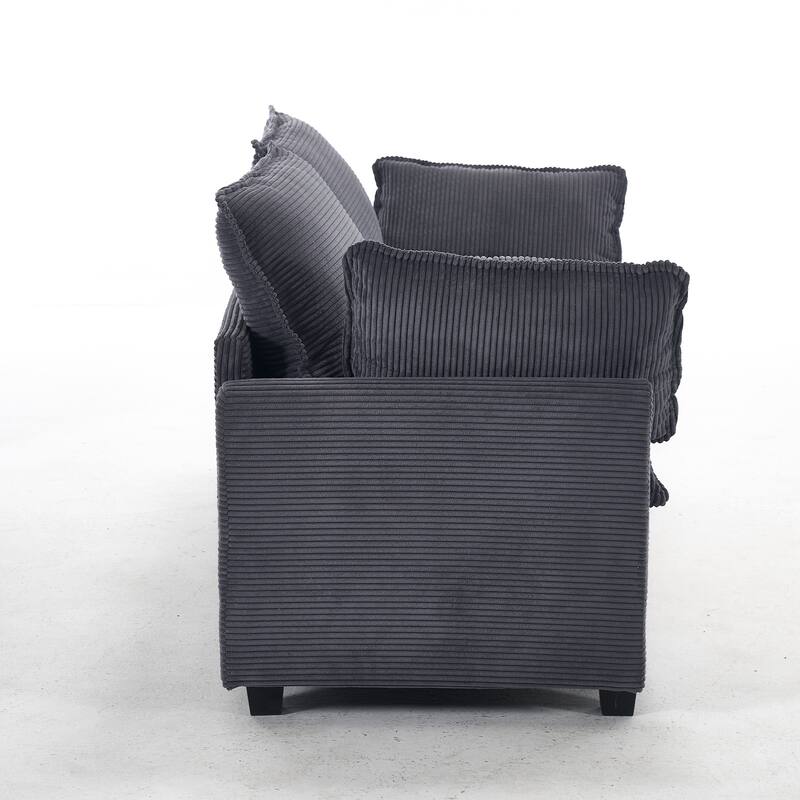 69" Velvet Modular 2-Seater Sofa with Double Cushions & Armrest Bags
