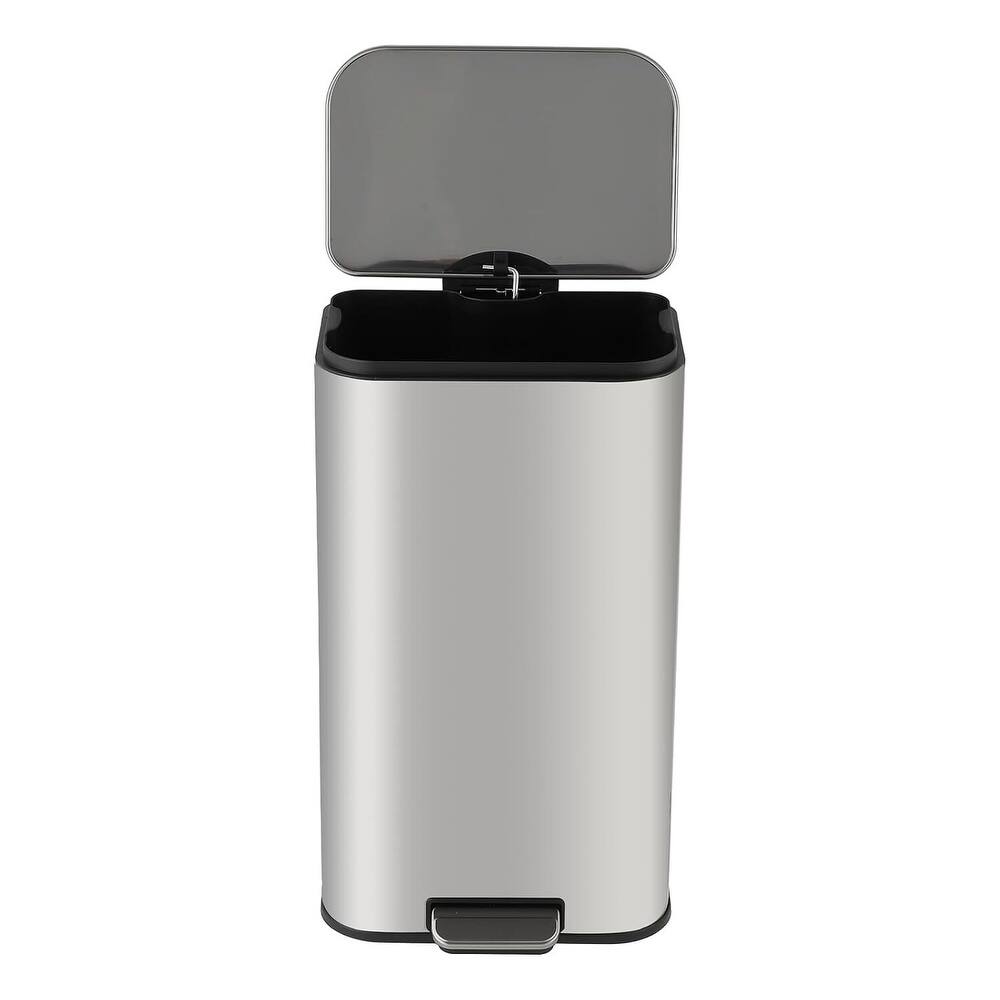 8 Gal Soft-Close Lid Stainless Steel Trash Can for Kitchen, Bathroom, Office