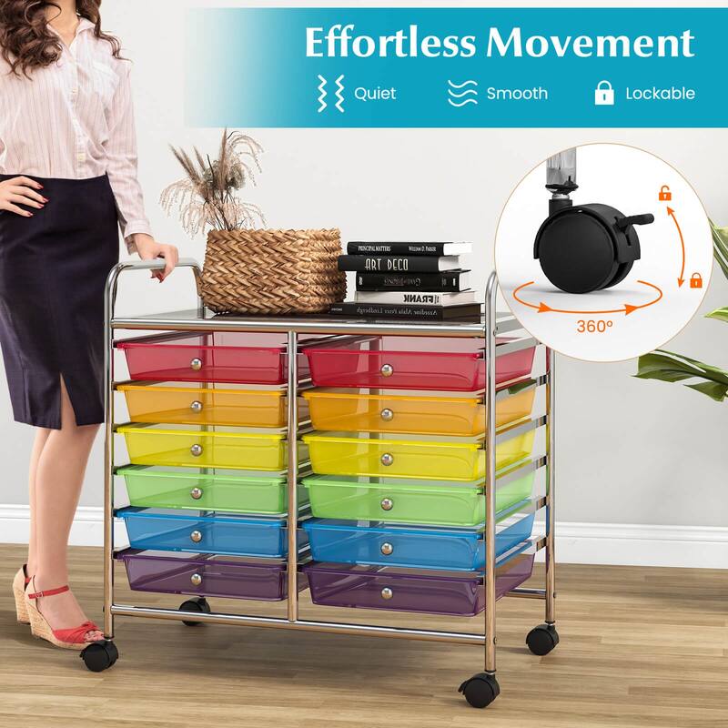Costway 12 Drawers Rolling Cart Storage Scrapbook Paper Studio - See Details