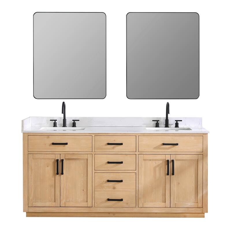 Altair Gavino Bath Vanity with Grain White Composite Stone Top and Mirror