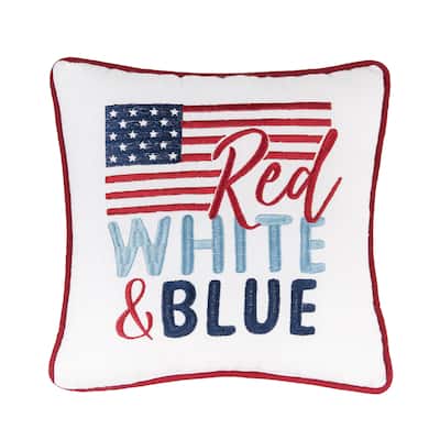 10" x 10" Patriotic "Red White & Blue" USA Flag Small/Petite Accent Pillow