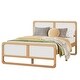 preview thumbnail 8 of 6, Full Size Solid Wood Platform Bed with White Headboard, Modern Minimalist Design, No Box Spring Needed