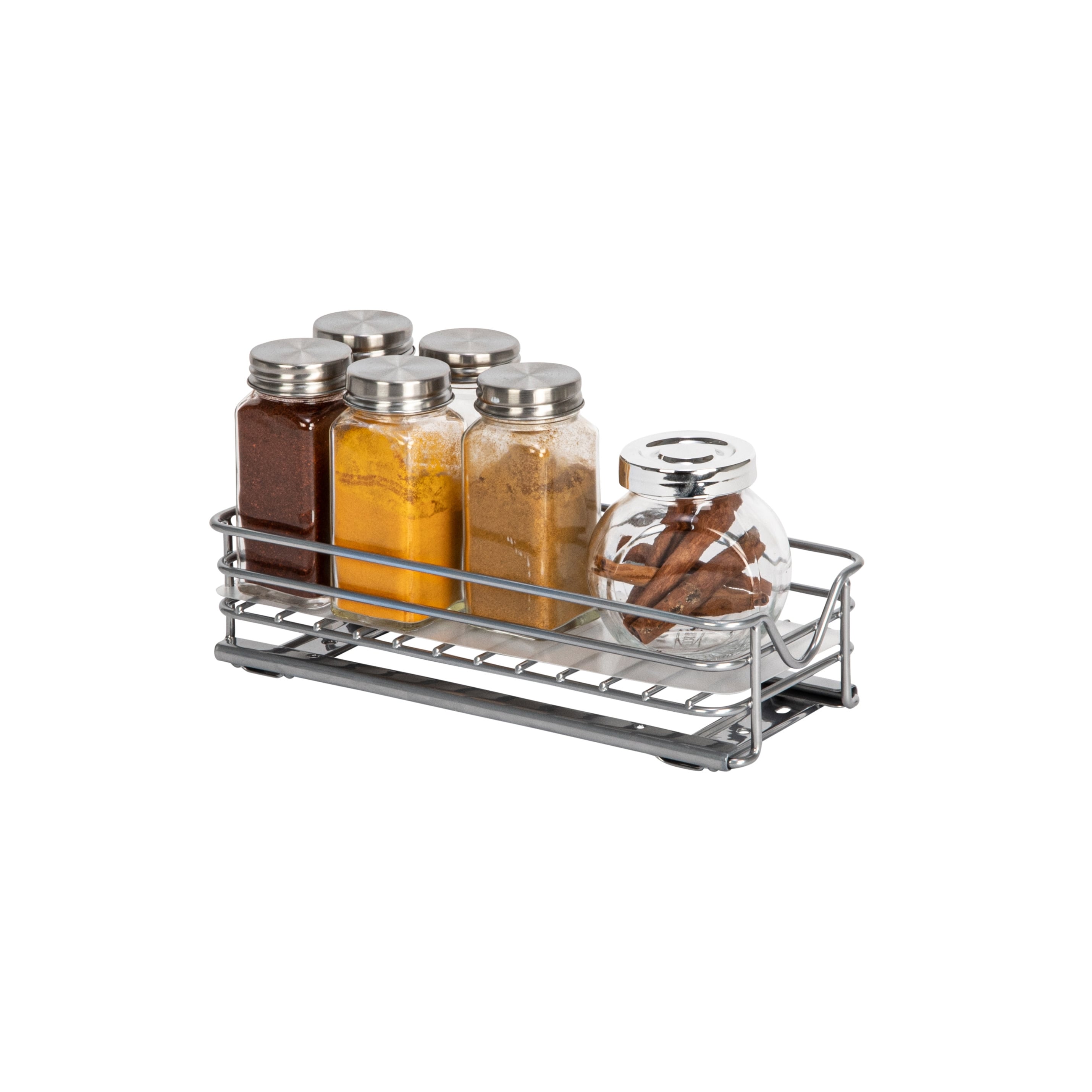Brushed nickel spice rack deals