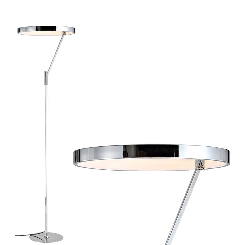Roxanna 66.7" Integrated LED Metal Floor Lamp, Black by JONATHAN Y - 66.75" H x 17.5" W x 17.5" D - Chrome