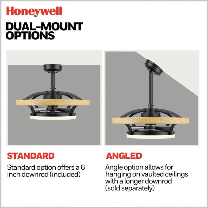 21" Honeywell Acklen Matte Black Fandelier with LED Lights and Remote Control - 21 Inches