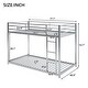 preview thumbnail 29 of 32, Twin over Twin Size Metal Low Bunk Bed with Ladder & Fence