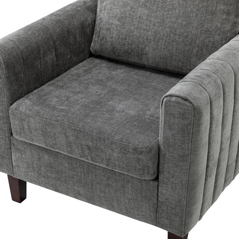 Ganymedes Upholstered Accent Club Chair with Wood Legs by HULALA HOME - GREY