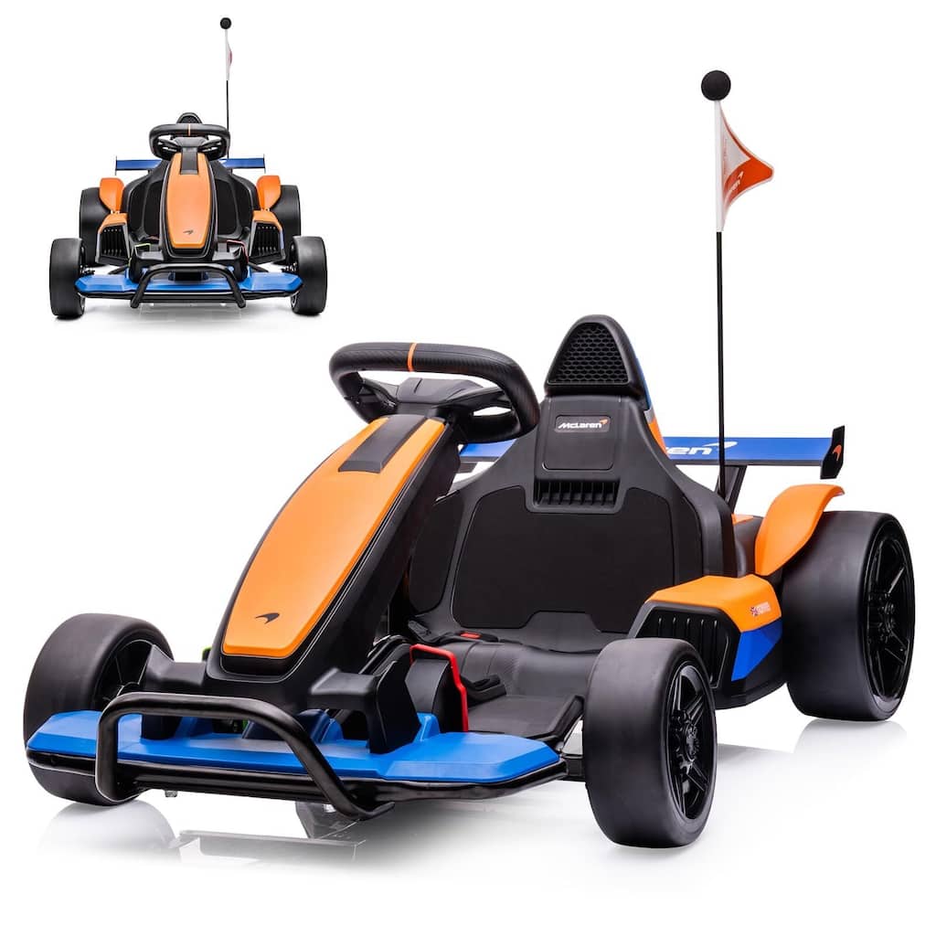 24V Electric Go Kart for Kids, Licensed McLaren Go Carts for Kids w/Drift Race Pedal