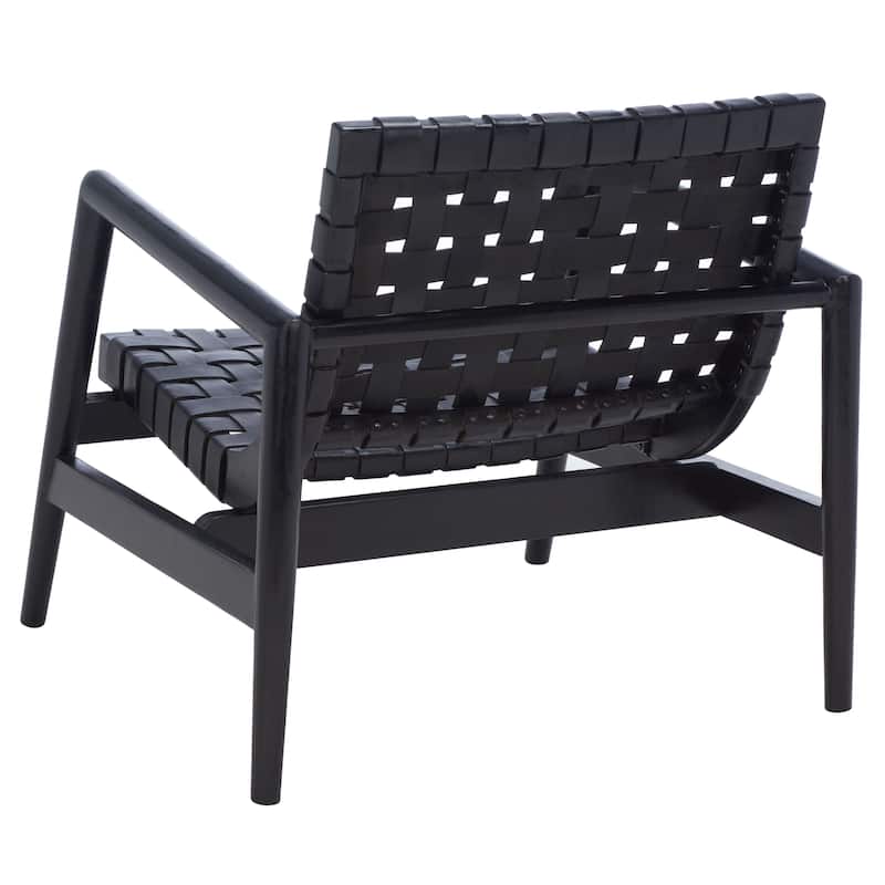 SAFAVIEH Vena Leather Woven Accent Chair - 30" W x 28" D x 28" H - 30Wx28Dx28H