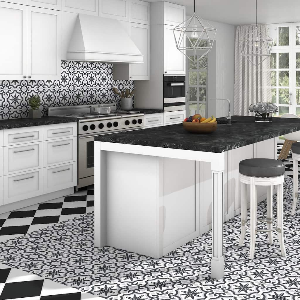 Merola Tile Textile Basic Black 9-3/4" x 9-3/4" Porcelain Floor and Wall Tile