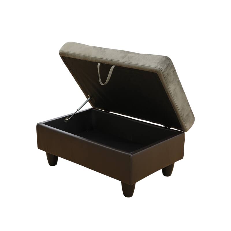 KISRAIS 34" Wide Upholstered Storage Ottoman