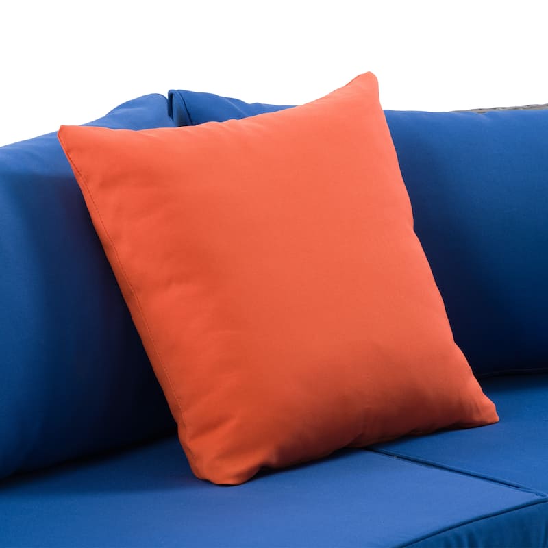 CorLiving Grey Parksville Patio Sectional Set with Blue Cushions 2pc