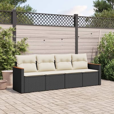 vidaXL Patio Sofa Set with Cushions Outdoor Conversation Furniture Poly Rattan