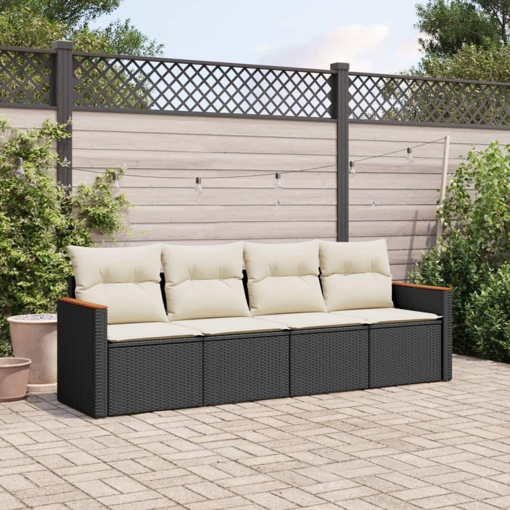 vidaXL Patio Sofa Set with Cushions Outdoor Conversation Furniture Poly Rattan