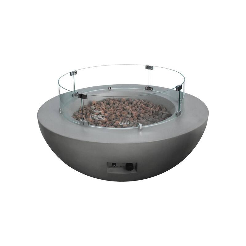 Elementi Lunar Bowl Fire Pit Bundle Outdoor Firepit Set - 42” L x 42” W x 16” H