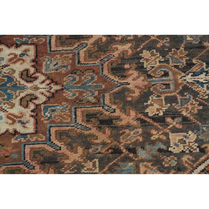 Hand Knotted Oriental 100% Wool Carpet Traditional Medallion Oranges & Rust Heriz Area Rug - 13' 7'' X 9' 4''