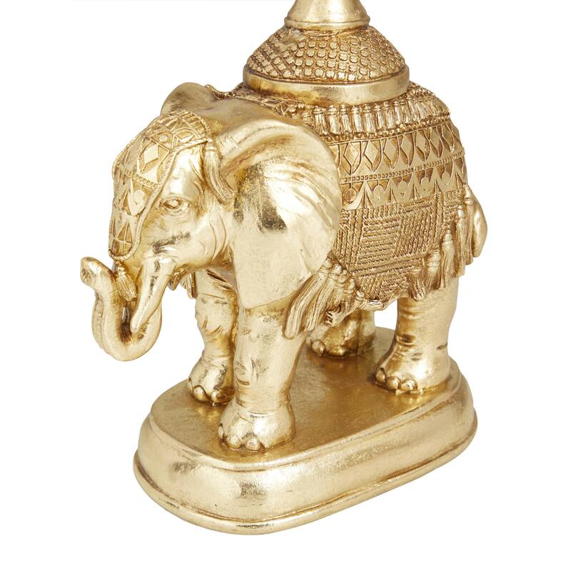 Polystone Elephant Candle Holder with White Wash Finish - Set of 2 - Roche River Decor