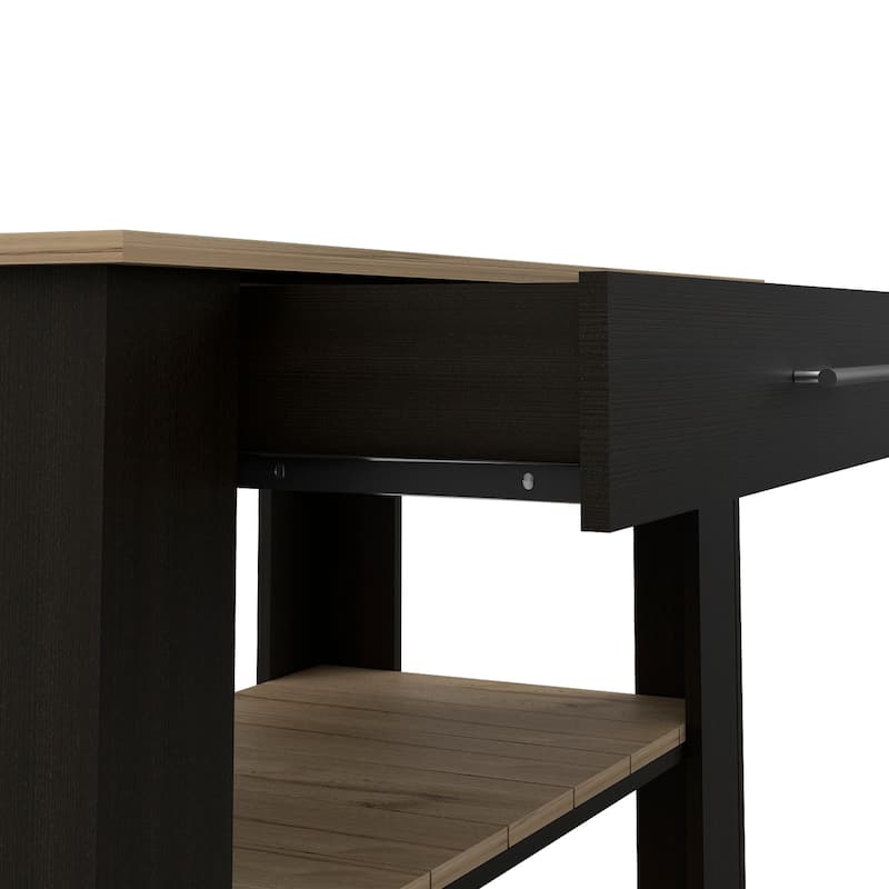 FM Furniture Brooklyn 40 Kitchen Island, Two Shelves, One Drawer