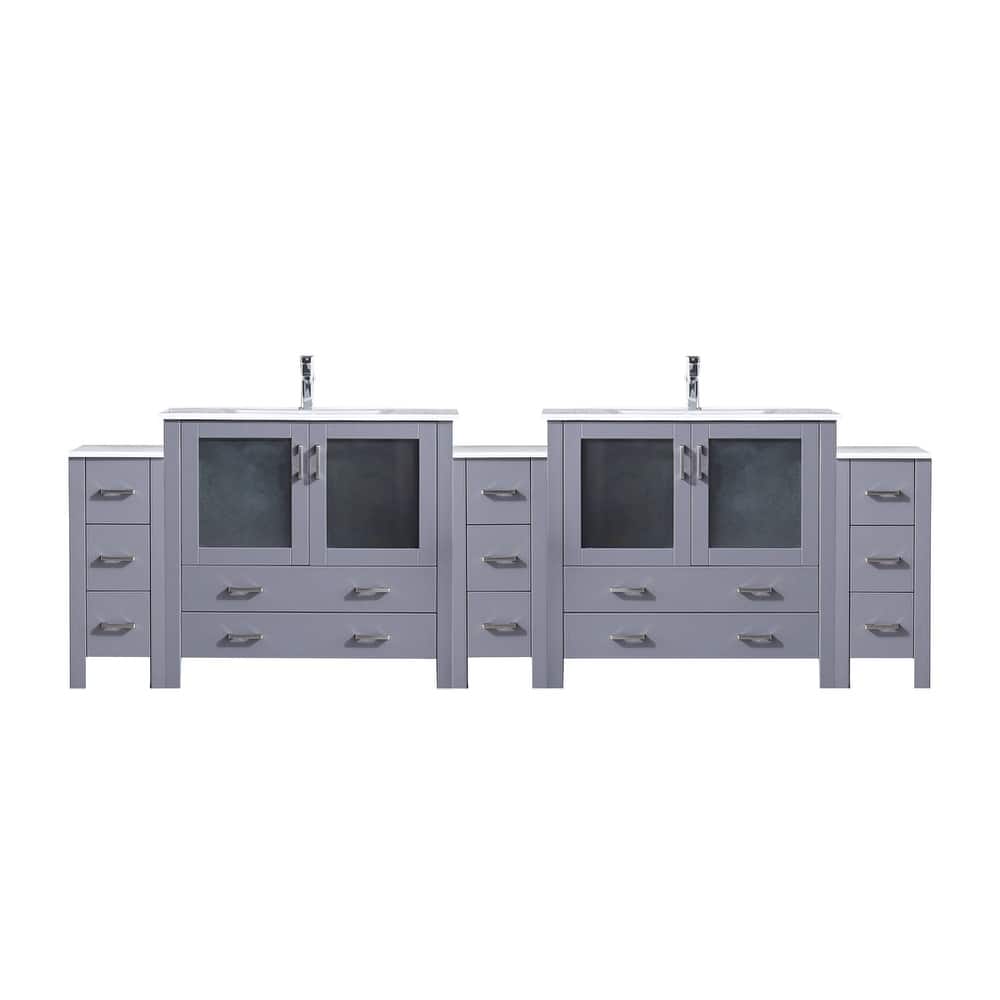 Volez Bath Vanity with Side Cabinets, Ceramic Top & Sink