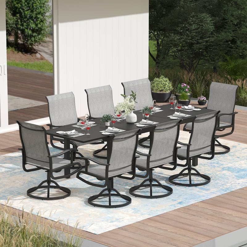Outdoor Swivel Patio Dining Chairs Set of 2/4/6/8, All Weather Patio Textilene Chair High Back Outdoor Swivel Rocker Set - 8PCS