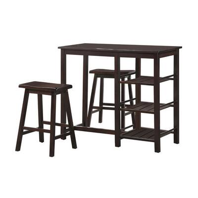 Spacious Counter Height Set, Walnut Brown, 3 Piece Pack