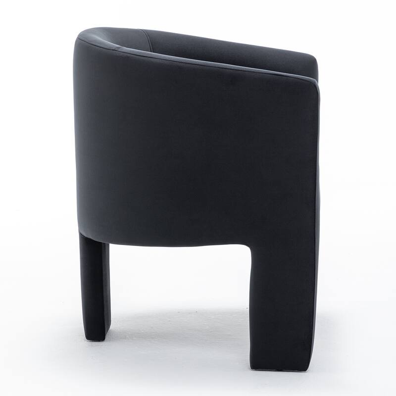 SEYNAR Modern Velvet Accent Chair, Upholstered Barrel Chair with Unique Solid Base for Living Room Soft Club Chair