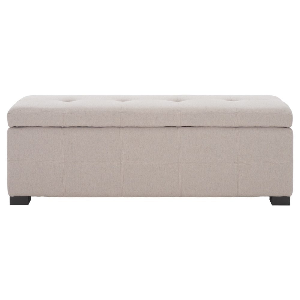 SAFAVIEH Harper Tufted Brown Bicast-Leather Large Storage Bench - 46.9" x 18.3" x 16.7" - 47Wx18Dx17H