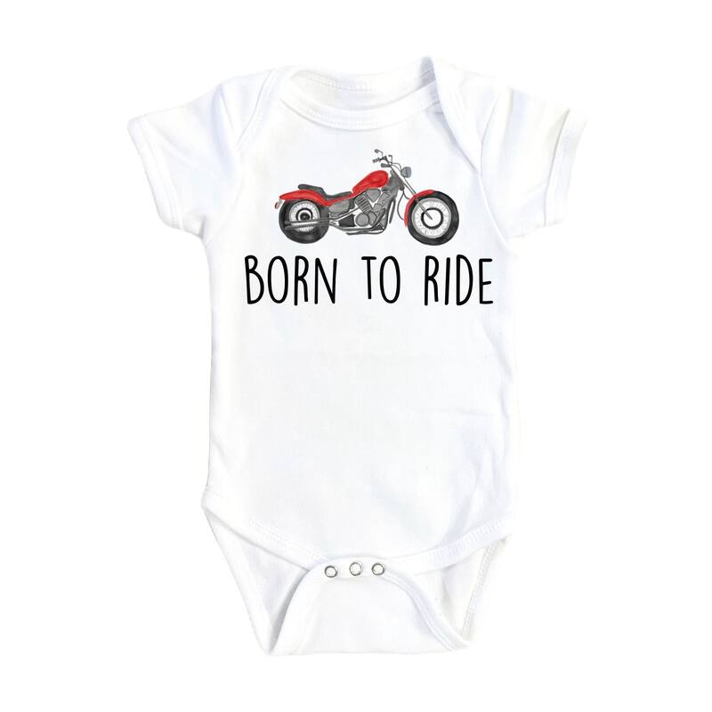 Motorcycle Born - Baby Boy Girl Clothes Infant Bodysuit Funny Cute Newborn - Natural - 0-3M