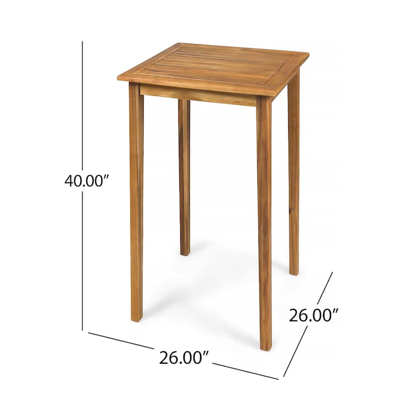 Polaris Outdoor Minimalist Square Acacia Wood Bar Table by Christopher Knight Home - 26.00" L x 26.00" W x 41.00" H